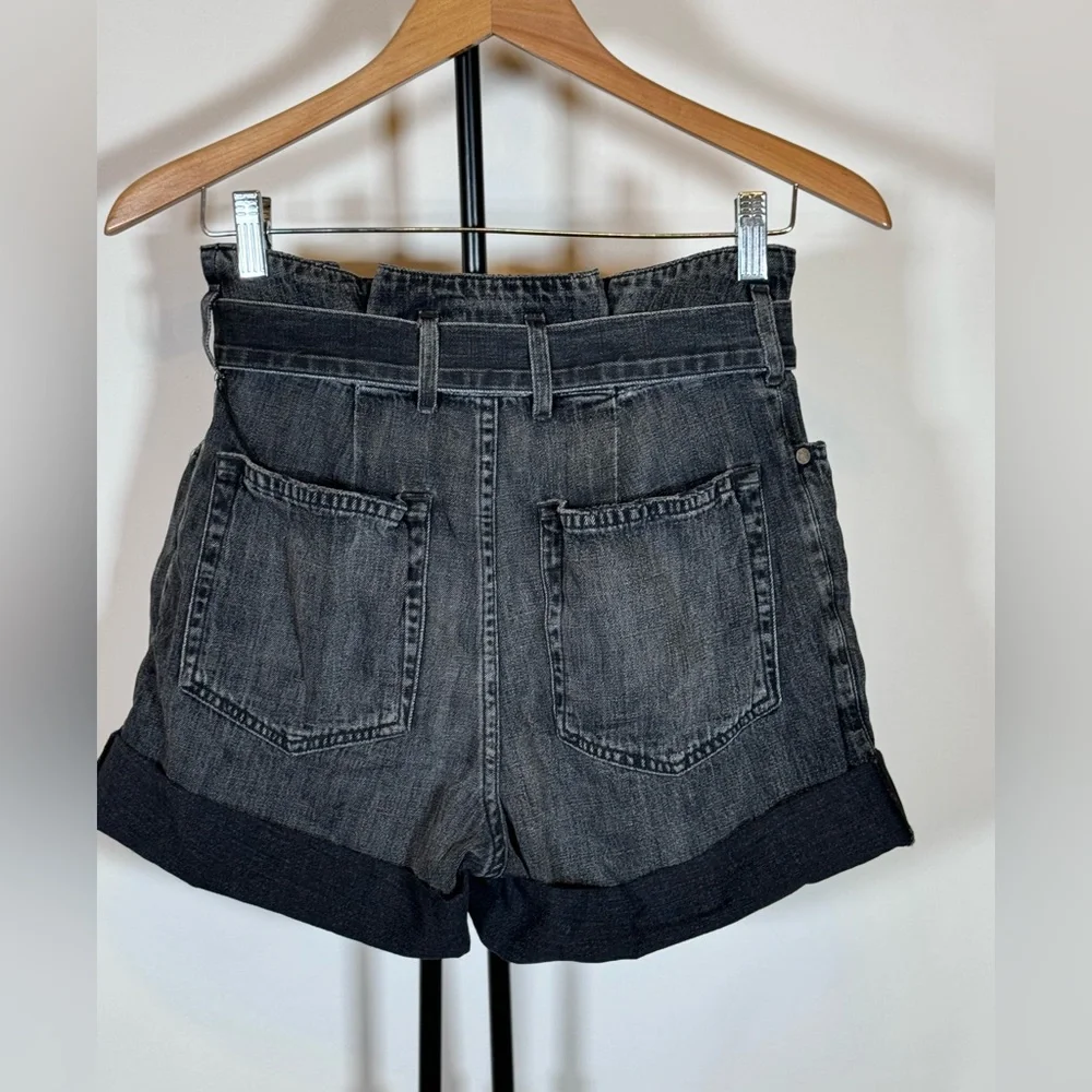 NWOT JEAN ATELIER Cinched Denim Shorts Grey